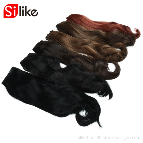 18" Invisible Wire fish line  Clips In Hair Extensions Secret Fish Line Hairpieces Synthetic Straight Wavy Hair Extension